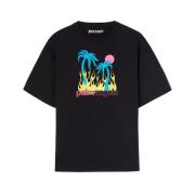 Svart Grafisk Print Crew Neck T-skjorte