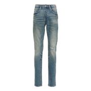 Blå Slim Fit Distressed Denim Jeans