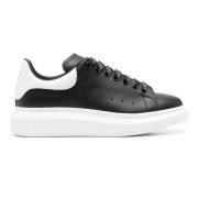 Svarte Skinn Sneakers med Hvitt Kant