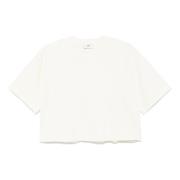 Hvit Crew Neck Logo Patch T-skjorte