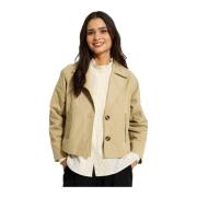 Elegant Cropped Jakke Blazer Sand