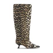 Leopard Eyelets Slouchy High Shaft Støvler