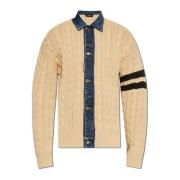 Cardigan med denim innlegg