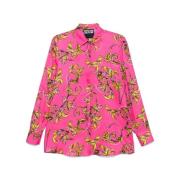 Barocco-print skjorte i Fuchsia Pink