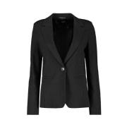 Sort Jersey Blazer med Revers Krage