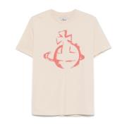 Klassisk beige T-skjorte med stencil orb