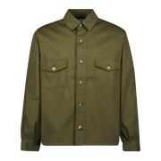 Bomull overshirt i khaki grønn