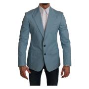 Blått Fantasimønster Slim Fit Blazer