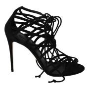 Elegant Svart Semsket Gladiator Stilettos