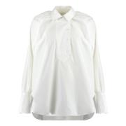 Bomull Poplin Bluse med Sidespalter