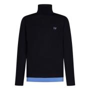 Blå Ullblanding Turtleneck Sweater