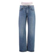 Straight-leg jeans med baklogoetikett