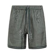 Grønne Silke Hounds Tooth Shorts