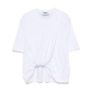 Hvit Twist Detalj Crew Neck T-skjorte