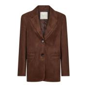 Brun Neo Noir Mørkebrun Semsket Blazer Namy Imitated Suede Blazer Jakk...