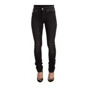 Elegant Svart Slim Fit Jeans med Midje