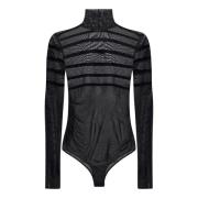 Stripete Svart Bodysuit Elegant Stil