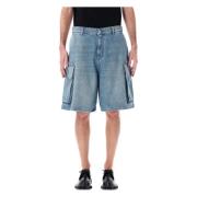 Lys Blå Cargo Denim Shorts