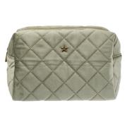 Velvet Square Quilted Make-Up Pouch Stor Milieu Grønn