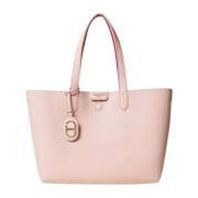 Reversibel skinn shopper veske med sjarm