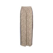 Beige Animal Print Wide Leg Trousers