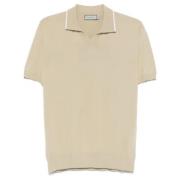 Beige V-hals kortermet polo