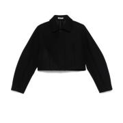 Blå Ull Crop Blazer med Dart