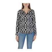 Geometrisk Print V-hals Genser Bluse