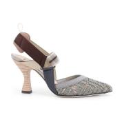 Mesh Slingback med FF Broderi