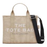 Beige Canvas Medium Tote Bag