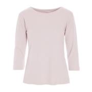 Lys Rosa Ribbest Bluse med ¾ Ermer