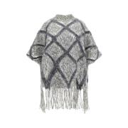 Ull Poncho med Paljetter