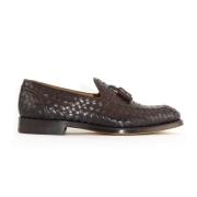 Brune skinnloafers med duskedetalj