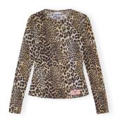 Leopard Mesh Langarmet Topp