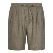 Brun Lin Elastisk Midje Shorts