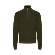 Grønn Half-Zip Bomullsgenser