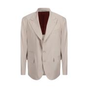 Beige Bomull Blazer Avslappet Passform