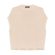 Beige Crew Neck Sweater med Paljettdekorasjon