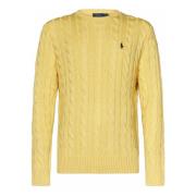 Gul Cable-Knit Genser for Menn