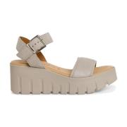 Beige Semsket Flat Sandaler