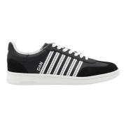 Svarte Skinn Sneakers med Striper