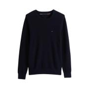 Teksturert Bomull Crew Neck Genser