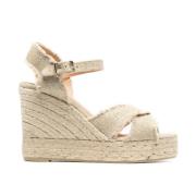 Beige Lin Kilehæl Espadrilles Sandaler