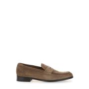 Beige Skinn Slip-On Loafers