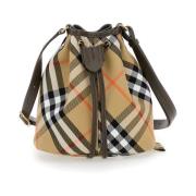 Beige Bucket Bag med Check Motif