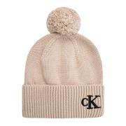 Ribbestrikket Pom Beanie