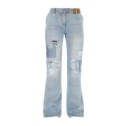 Patchwork Distressed Straight Leg Jeans