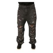 Mørk Grå Tattered Denim Jeans