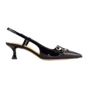 Sort Patent Skinn Slingback Sandaler