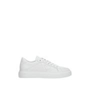 Hvite Lave Skinn Sneakers Moderne Eleganse